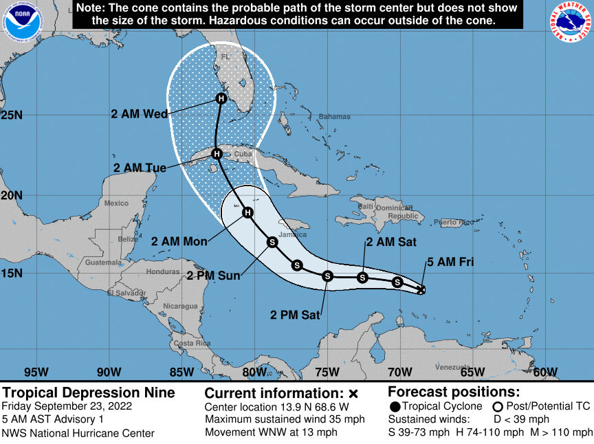 Pinellas in cone of newly formed tropical depression